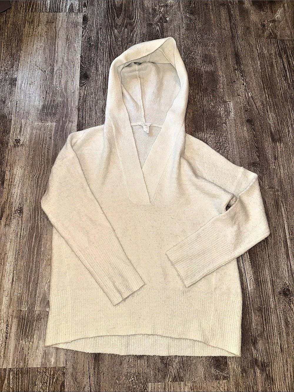 LOFT Outlet Hooded Knit Sweater Cream Size Medium